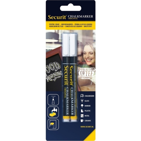 6x Witte krijtstiften ronde punt 1-2 mm -