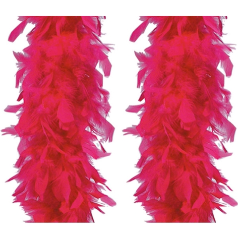 Carnaval verkleed veren Boa - 2 stuks- fuchsia roze - 180 cm -