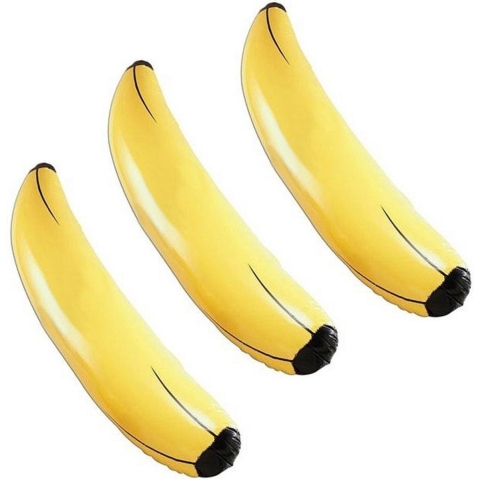 Opblaasbare fruit banaan XL - 3x stuks - 162 cm - groot formaat - fun opblaasartikelen -
