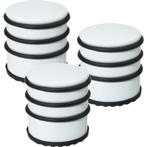4x Stuks ronde deurstopper wit 7 x 7,5 cm van metaal -