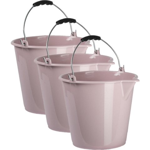 Emmer - 3x stuks - oud roze - 9 liter - schoonmaak emmer - met schenktuit -