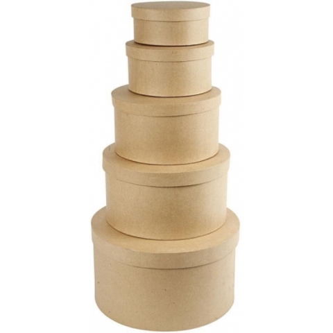 5x stuks ronde bruine hobby opslag dozen set in 2-formaten -
