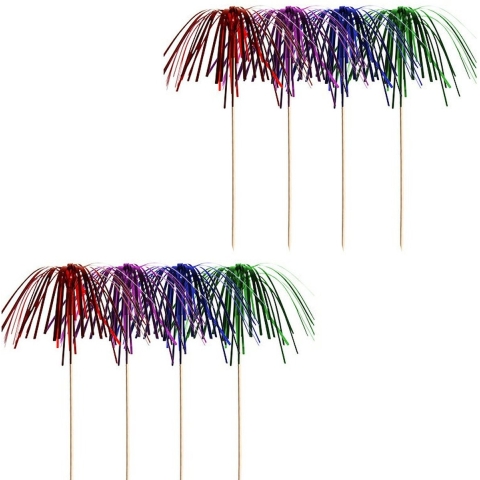 Decoratie prikkers vuurwerk - 80x - 17 cm - ijscoupe prikkers - ijsprikkers -
