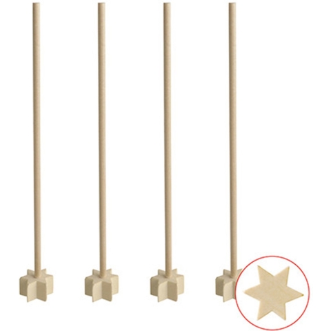 100x Herbruikbare ster vormige cocktailstampers hout 17 cm -