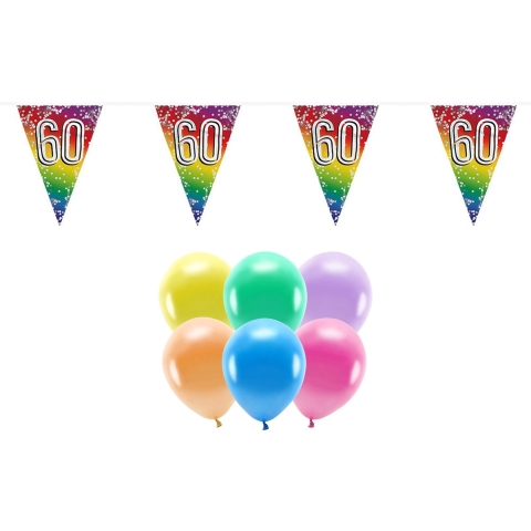 Boland Party 60e jaar verjaardag feest versieringen - Ballonnen en vlaggetjes -