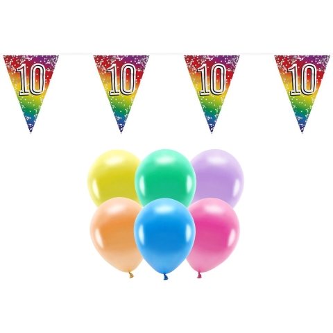 Boland Party 10e jaar verjaardag feest versieringen - Ballonnen en vlaggetjes -