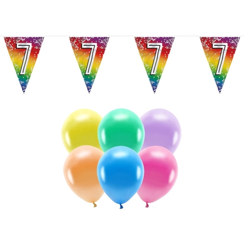 Boland Party 7e jaar verjaardag feest versieringen - Ballonnen en vlaggetjes -