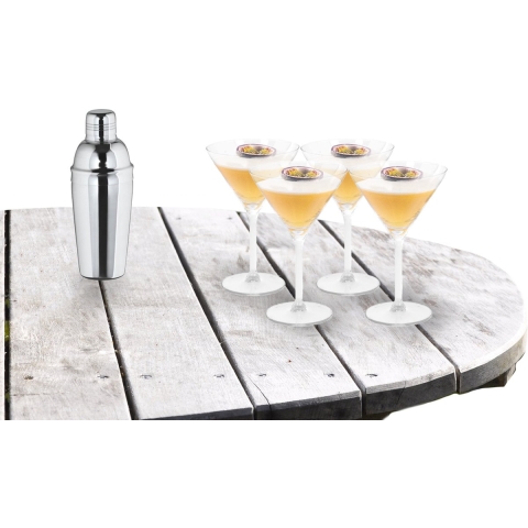 Cocktailshaker set met 4x stuks Martini cocktailglazen 260 ml -