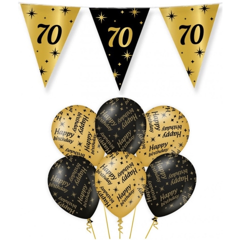 Leeftijd 70 jaar verjaardag versiering pakket zwart/goud 2-soorten -