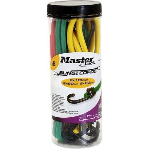 Masterlock Jar of 12 Twin Wire bungees (4*60+ 4*80+ 4*100)double reverse hook - 3107EURDAT