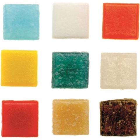 Glorex mozaiek steentjes/tegeltjes - starters pakket - vierkant - 280x stuks - multi - 1 x 1 cm -
