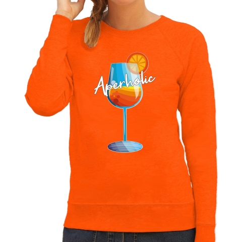 Apres ski sweater dames - aperholic - oranje - wintersport - Aperol - skieen/snowboarden XL -