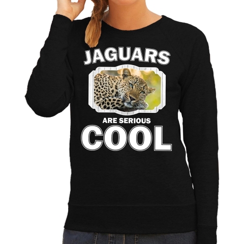 Dieren luipaard sweater zwart dames - jaguars are cool trui M -