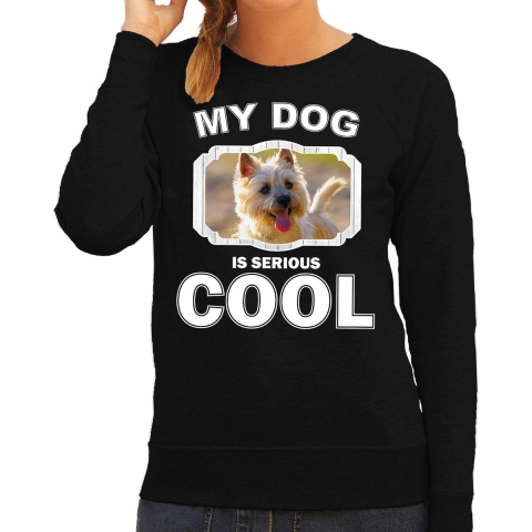 Cairn terrier honden sweater / trui my dog is serious cool zwart voor dames 2XL -