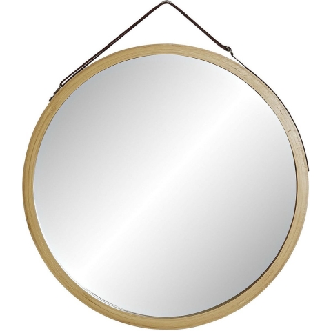 Spiegel/wandspiegel - bamboe buitenkant - rond - D38 cm -
