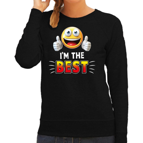 Funny emoticon sweater I am the best zwart dames L -