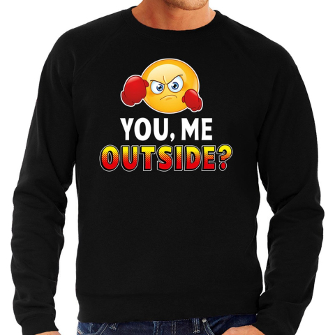 Funny emoticon sweater You me outside zwart heren L (52) -