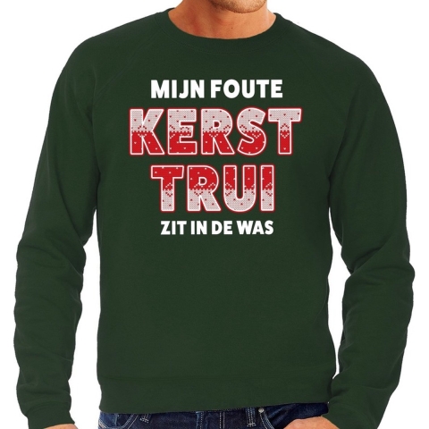 Foute Kersttrui zit in de was groen voor heren L (52) -