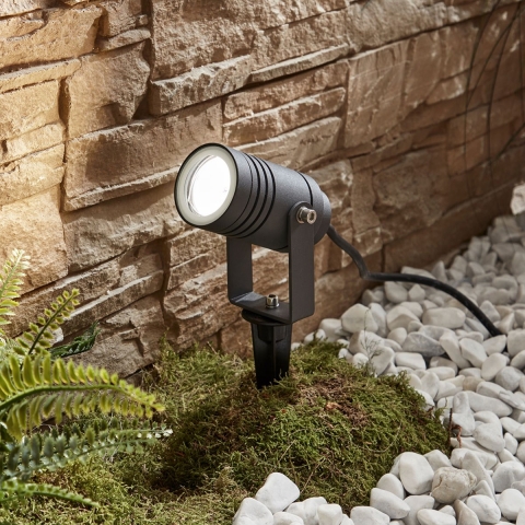 Lucande - Galina Buiten Spot w/Spike Dark Grey