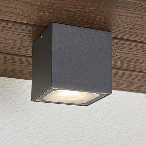 Lucande - Tanea LED Buiten Plafondlamp 10x10 Dark Grey