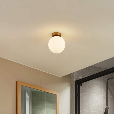 Lucande - Bidolo Plafondlamp IP44 Geel Koper