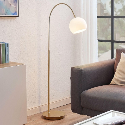 Lindby - Cynthia Vloerlamp Opal/Brass