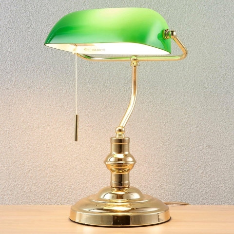 Lindby - Milenka Tafellamp Polished Brass/Green