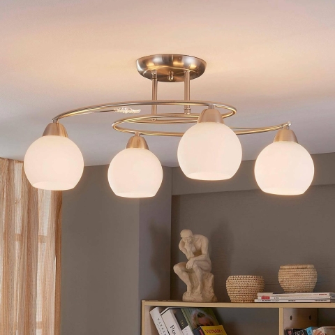 Lindby - Svean 4 Plafondlamp White/Nickel