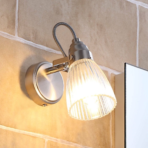 Lindby - Kara Wandlamp IP44 Nickel/Clear