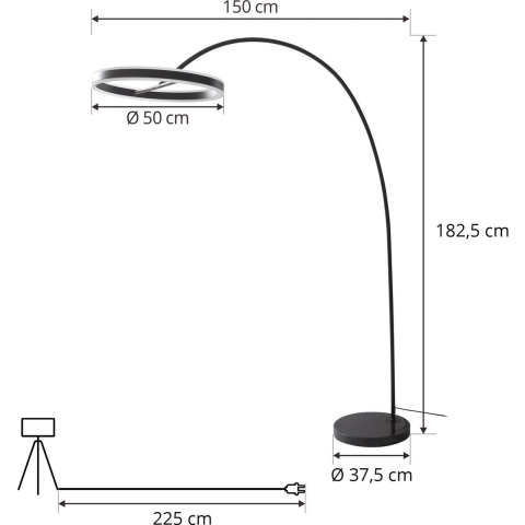 Lucande - Yekta LED Vloerlamp Black