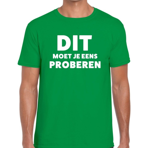 Dit moet je eens proberen beurs/evenementen t-shirt groen heren XL -