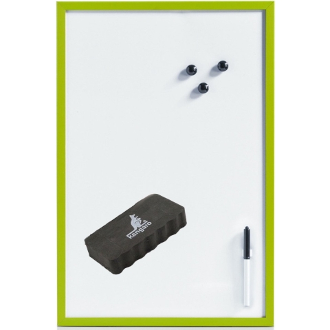 Magnetisch whiteboard/memobord met marker/wisser/magneten - 40 x 60 cm - groen -