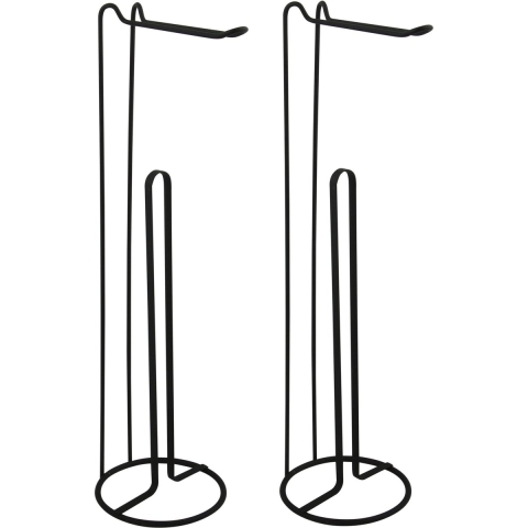 Wc/toiletrolhouder reservoir - 2x - metaal - zwart - 54 cm - Voor 4/5 rollen -