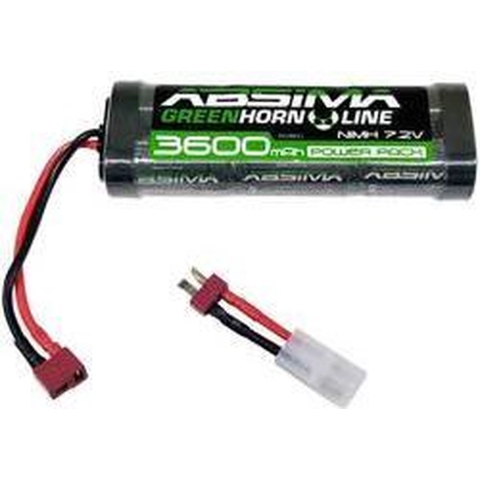 Absima NiMH accupack 7.2 V 3600 mAh Aantal cellen: 6 Hardcase T-bussen, Tamiya-bus