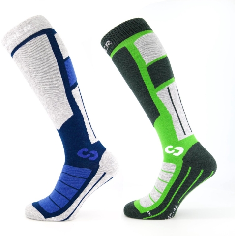 Sinner PRO SOCKS II skisokken 2-pack groen/blauw, 42-44