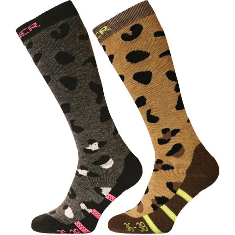 Sinner Skisokken dames 2-pack dieren bruin/zwart, 42-44