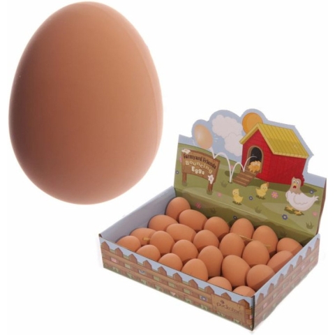 Nep stuiterend ei - 8x - rubber - bruin - 5 cm - stuiterbal fop eieren -
