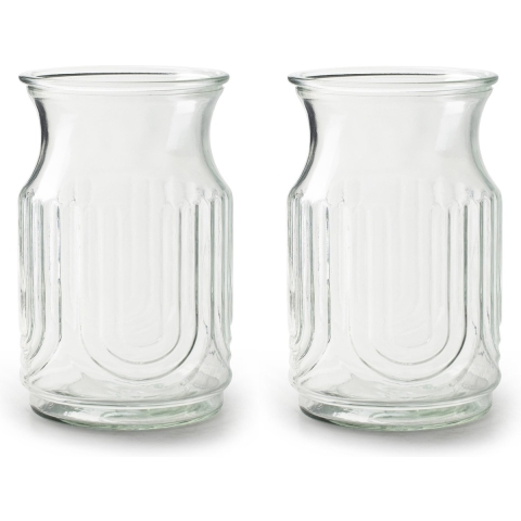 2x Stuks Bloemenvazen - helder/transparant glas - H20 x D12.5 cm -