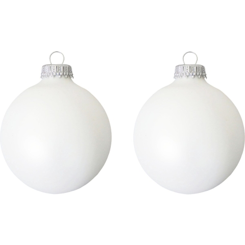 16x Satijn witte glazen kerstballen mat 7 cm kerstboomversiering -