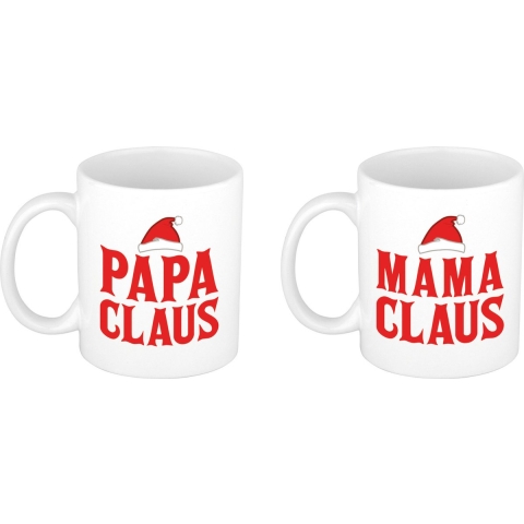 Papa en Mama Claus koffiemokken / bekers kerstcadeau vader/moeder 300 ml -