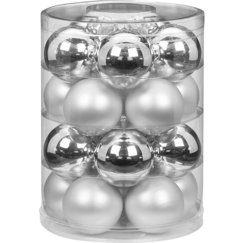 40x stuks glazen kerstballen elegant zilver mix 6 cm glans en mat -