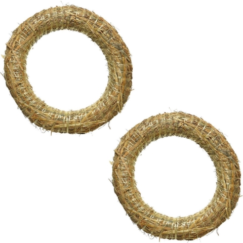 Set van 5x stuks stro kerstkransen/strokransen om te decoreren 25 x 5 cm -
