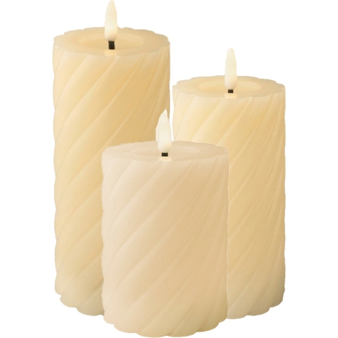 Luxe LED kaarsen/stompkaarsen - set 3x st - creme wit - D7,5 - met timer -