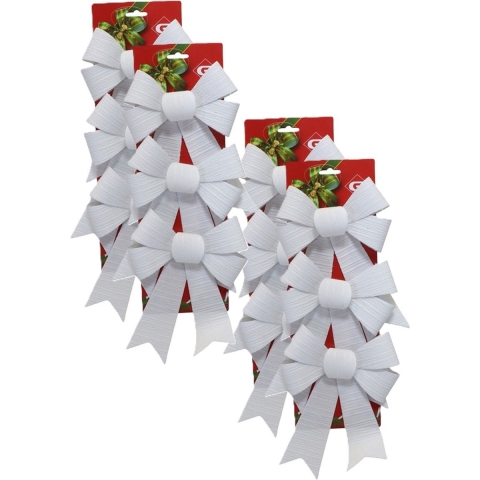 Kerst ornamenten strikken - 12x st - wit - 15 x 24 cm - kerstboomstrikjes -