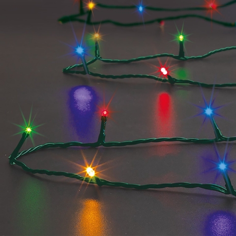 Kerstverlichting - 2x st- gekleurd - 5 meter - 50 led lampjes - zwart snoer - solar -