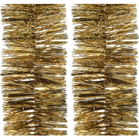 Decoris Kerstslingers- 4x -guirlande - goud - glanzend lametta - 270cm -