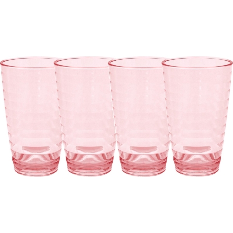 Set van 2x stuks onbreekbare kunststof camping drinkglazen rood 400 ml -