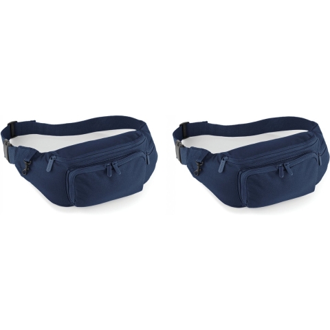 2x stuks donkerblauw heuptasje/buideltasje 37 x 15 cm -