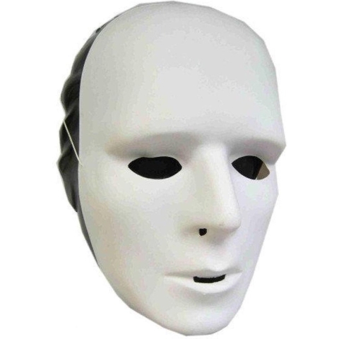 Grimeer masker - Set van 8x stuks - wit - van kunststof - met elastiekje - volwassenen -