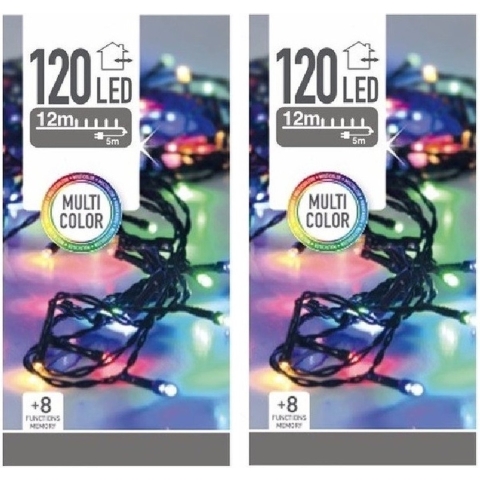 2x stuks kerstverlichting gekleurd buiten 120 lampjes -
